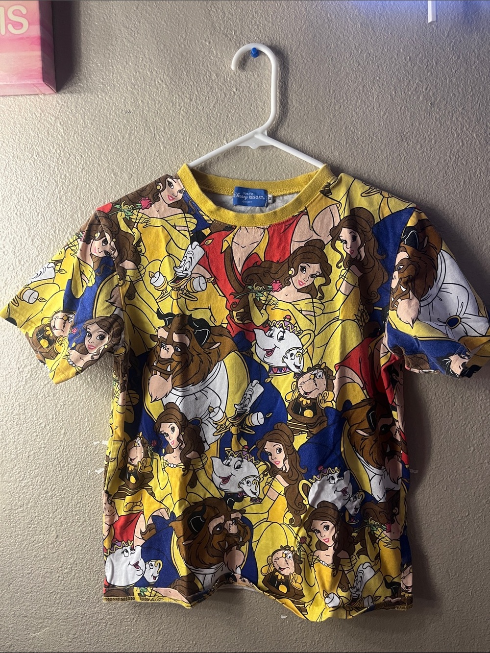 Vintage Disney Belle All-Over Print T-Shirt - Yellow